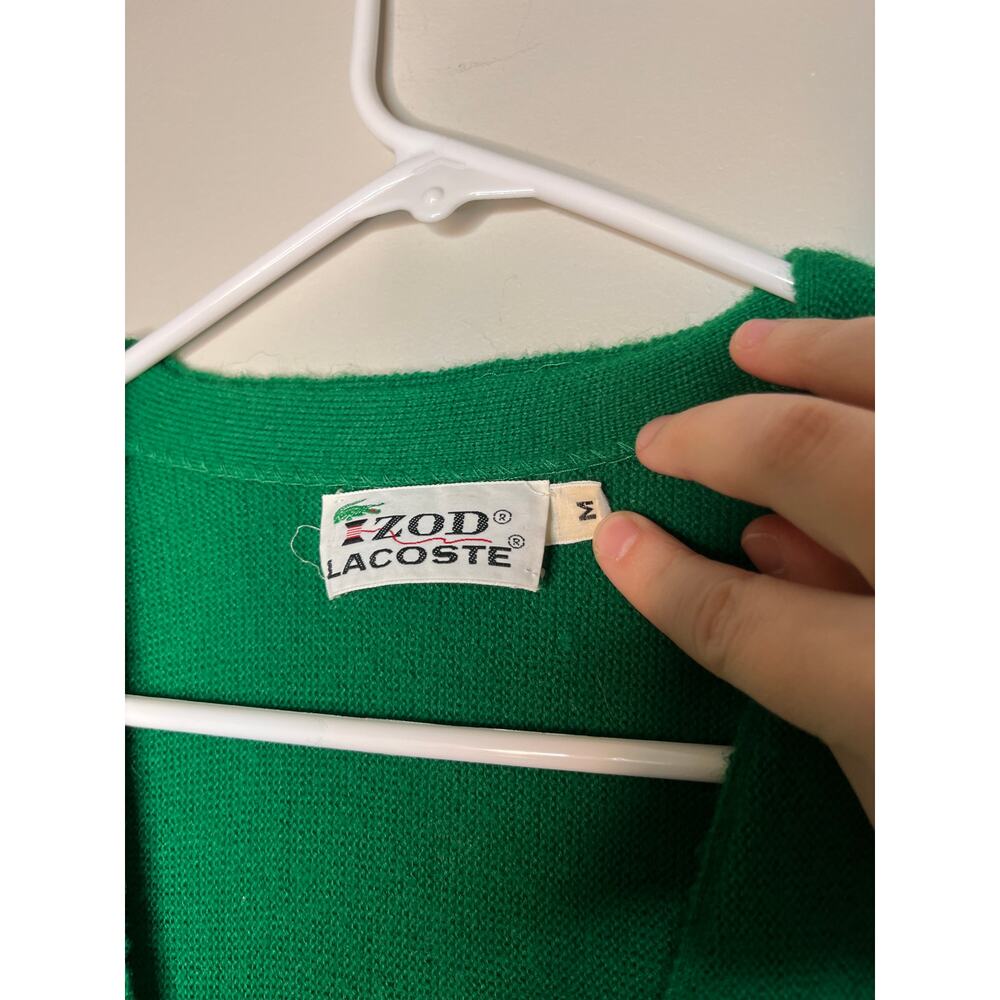 Lacoste Men's Green Cotton V-Neck Cardigan - Picture 2 of 11